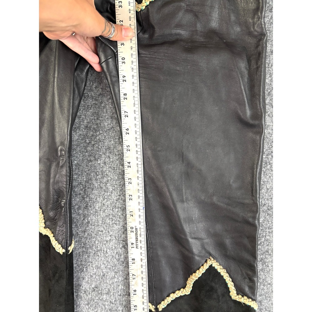 Michelle Julene Couture Leather Pants Concho Western Beaded Rare Boho Black VTG - Picture 7 of 16